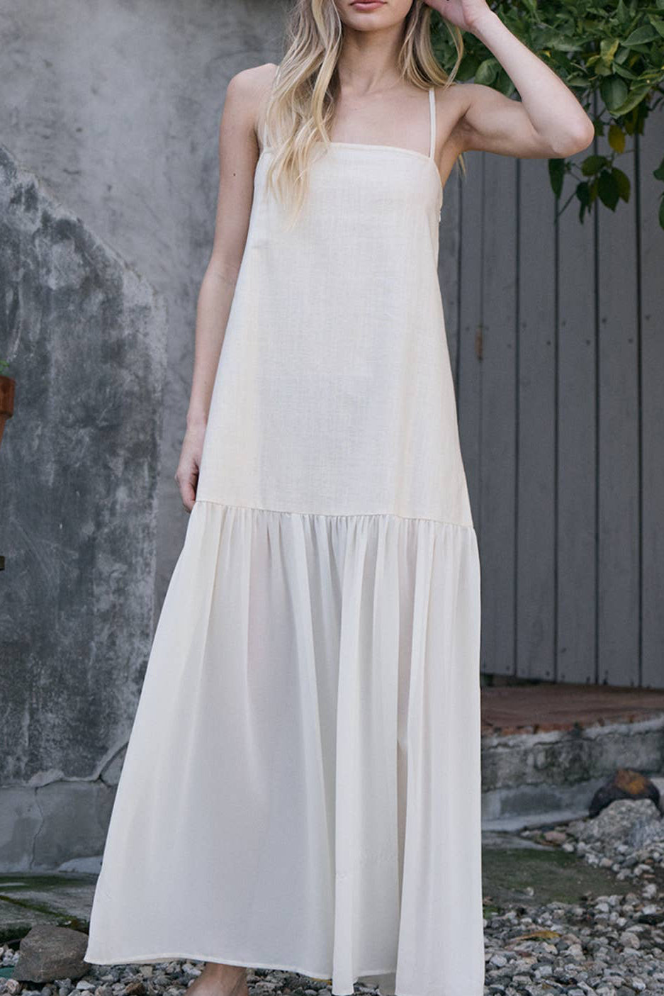 Myra Sheer Maxi Dress - CREAM