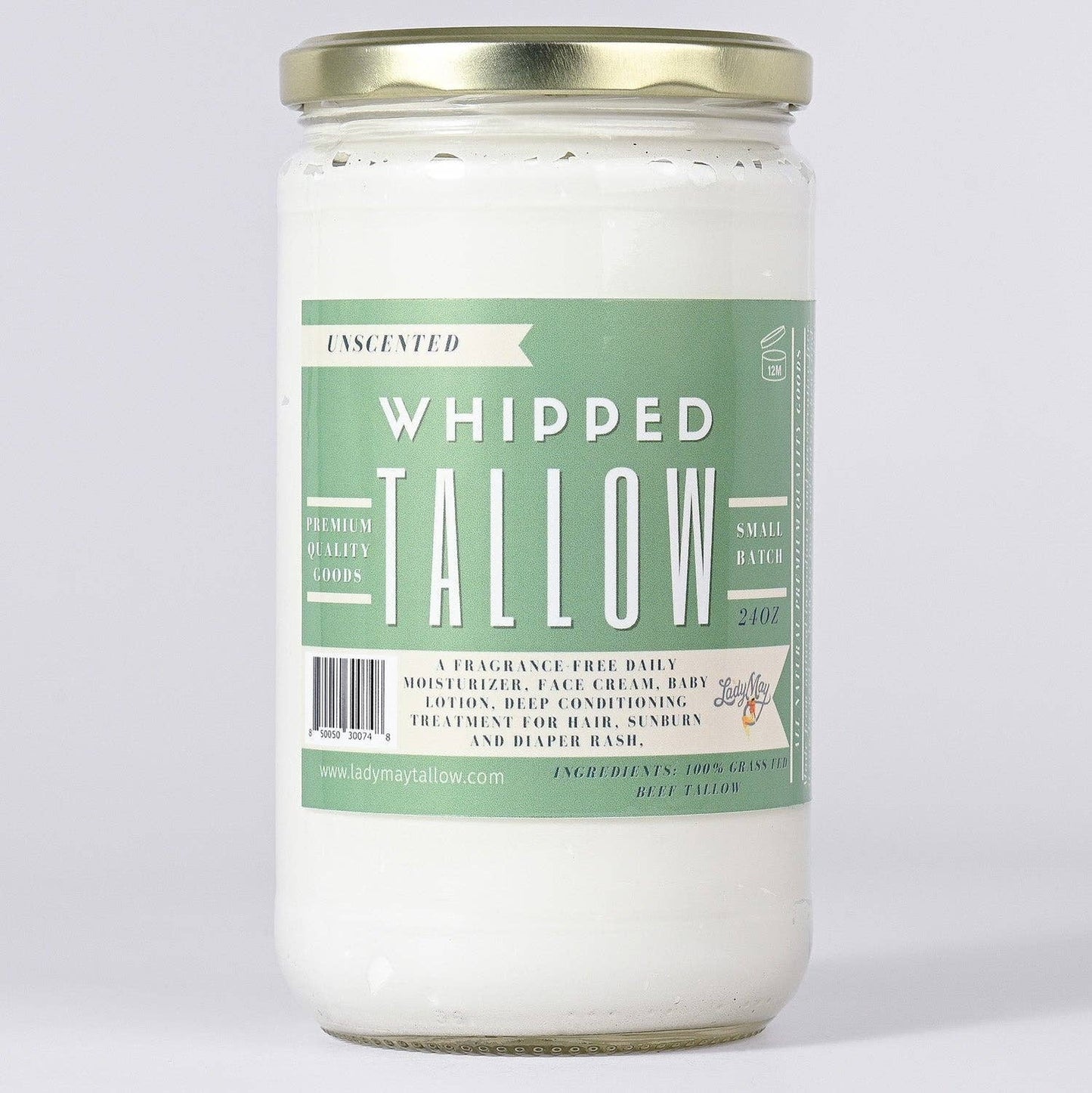 Whipped Tallow – All-Natural Moisturizer | Choose Scent & Size (2oz–85oz): Unscented / 9oz