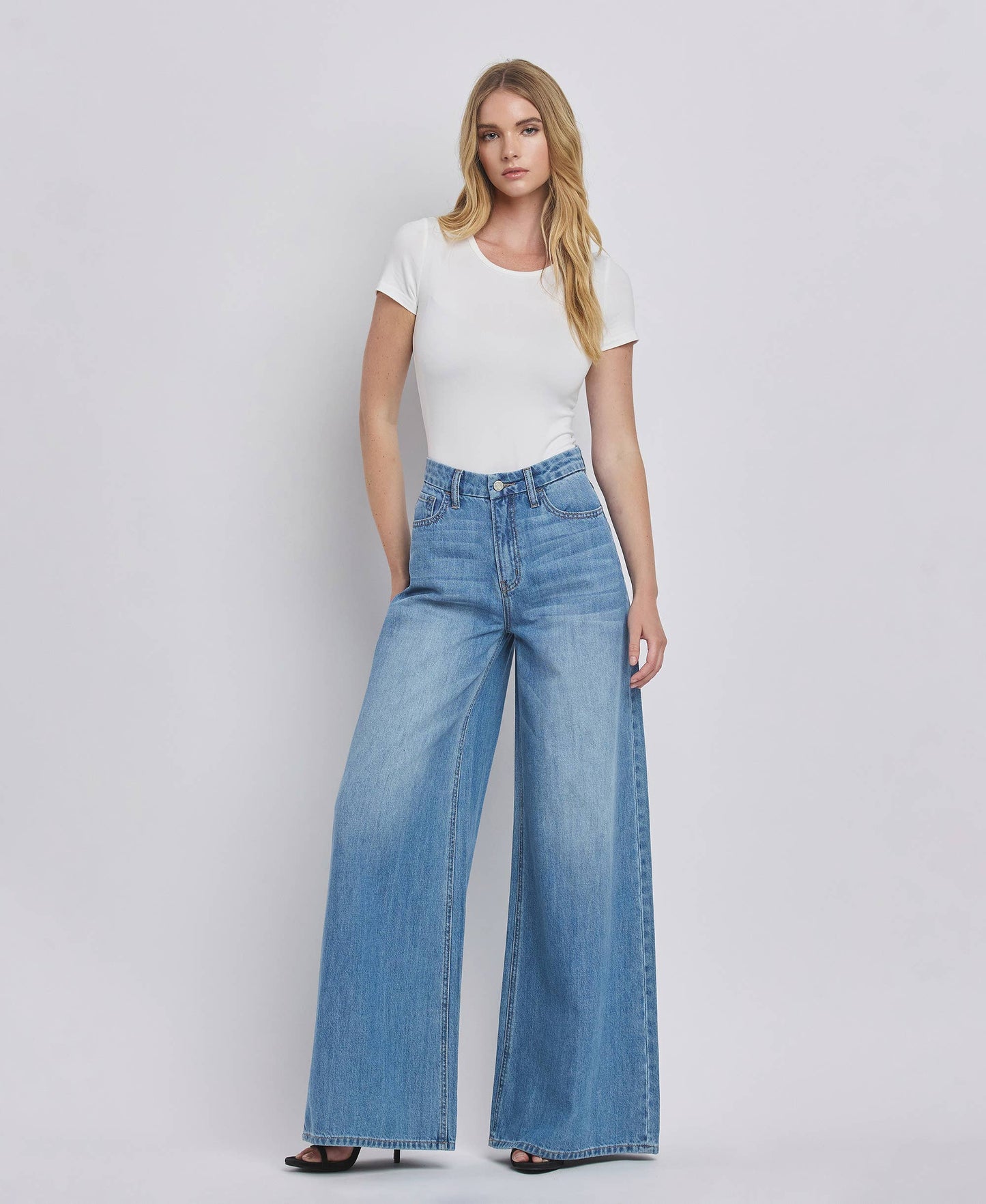 SUPER HIGH RISE WIDE LEG JEANS sizes: 27-32