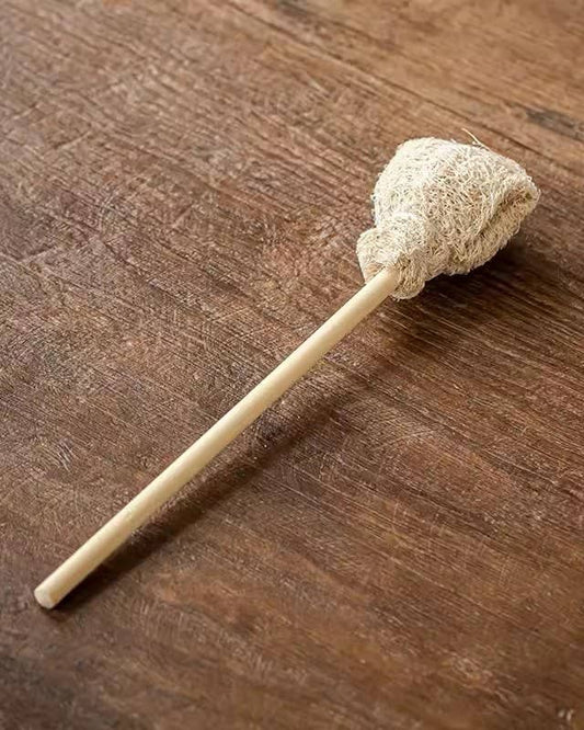 Natural loofah cup brush: Sealed Top