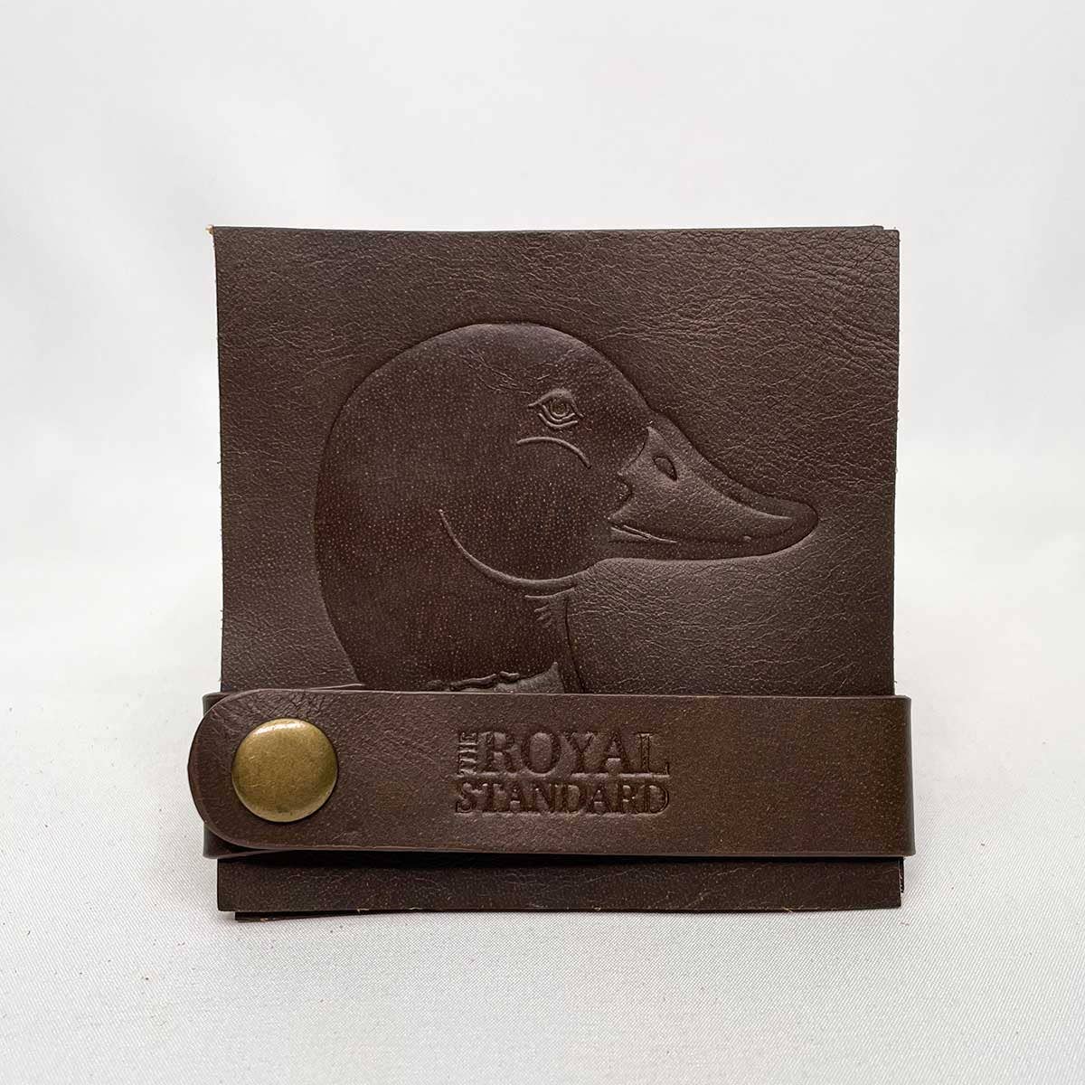 Duck Leather Embossed Coasters   Dark Brown   4x4