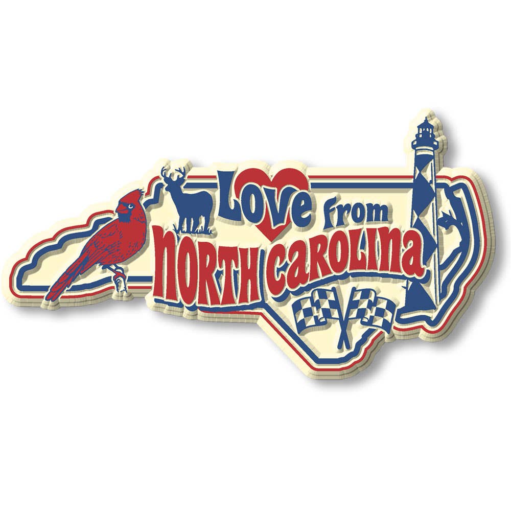 "Love from North Carolina" Vintage State Magnet Made in USA
