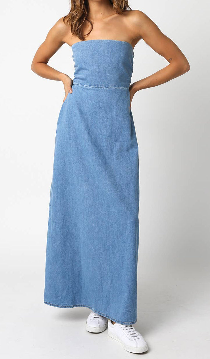 Caroline Maxi Dress: Denim / Contemporary
