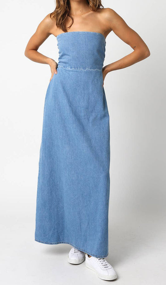 Caroline Maxi Dress: Denim / Contemporary